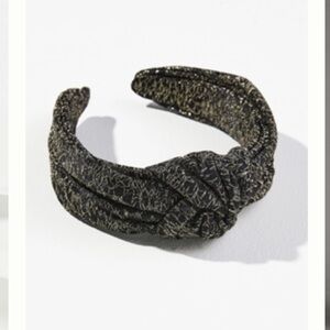 Anthropologie Black and Silver Textured TopKnot Headband